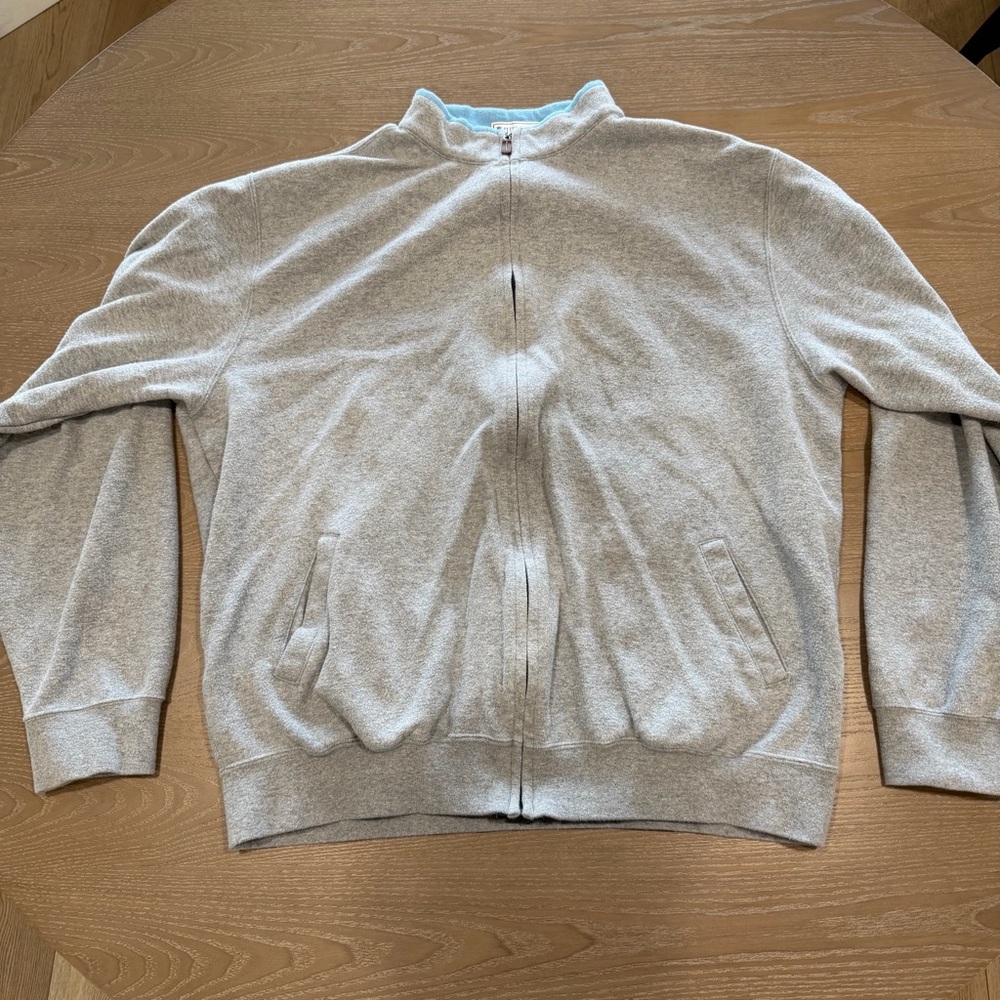Peter Millar Men’s Gray and Blue Zip Up Jacket - XL